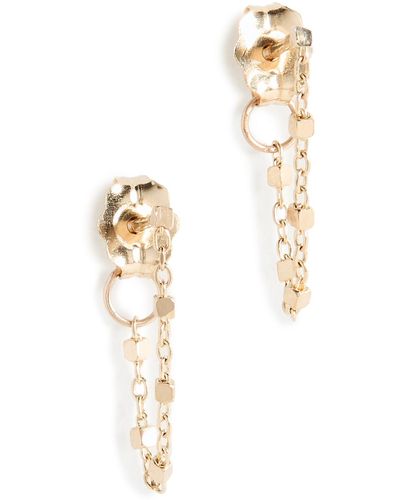 Zoe Chicco 14k Square Bead Chain huggie Earrings - Natural