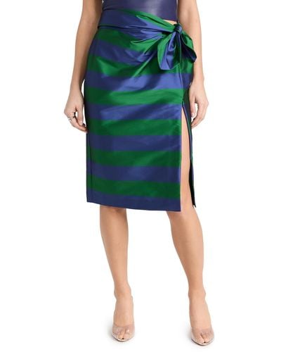 BERNADETTE Cecile Striped Knee Length Skirt - Green