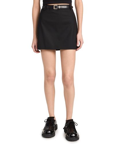 Juun.J Wool Blended Belted Mini Skirt - Black