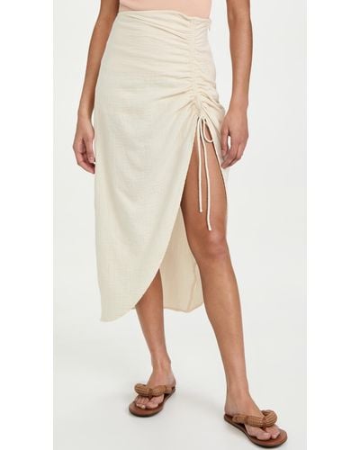 Free People Natural Cerine Ruched Midi Skirt - White