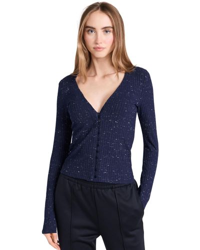 Enza Costa Ong Seeve V Cardigan - Blue