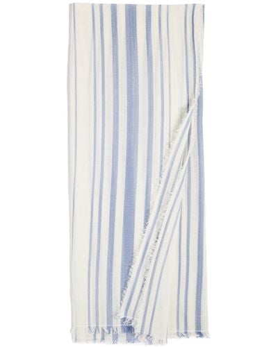 Vince Cotton Variegated Stripe Scarf - White