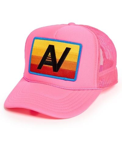 Aviator Nation Logo Rainbow Vintage Low Rise Trucker Hat - Pink