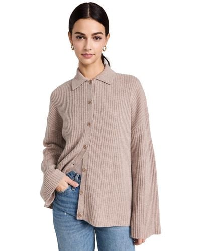 Reformation Fantino Cahmere Collared Cardigan - Natural