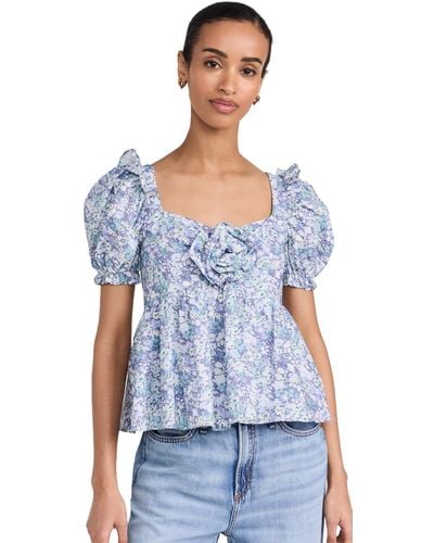 English Factory Engih Factory Fora Print Top With Fower Bue Uti - Blue