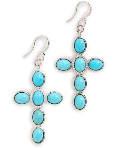 Luv Aj The Turquoise Cross Earrings - Blue