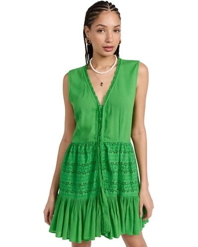 Playa Lucila Eyelet Mini Dress - Green