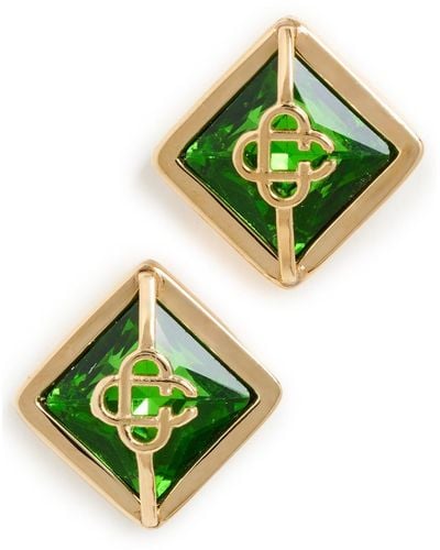 Casablanca Crystal Monogram Earrings - Green