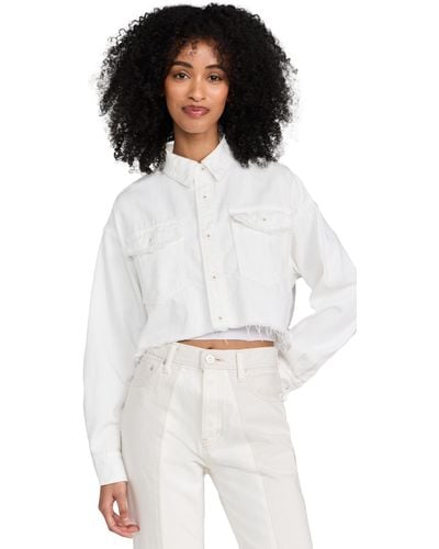 Moussy Ouy Vintage Outhfork Cropped Hirt - White