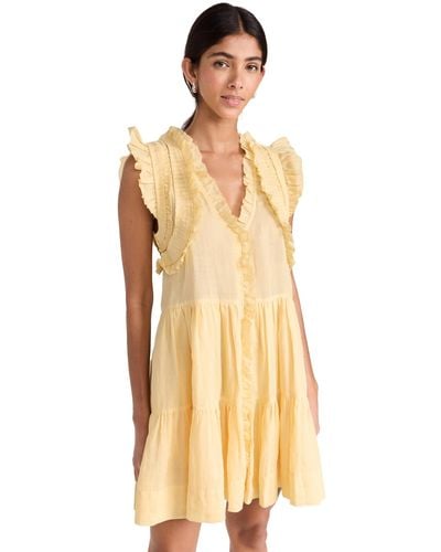 Sea Coe Smocked Futter Seeve Dress Yeow - Natural