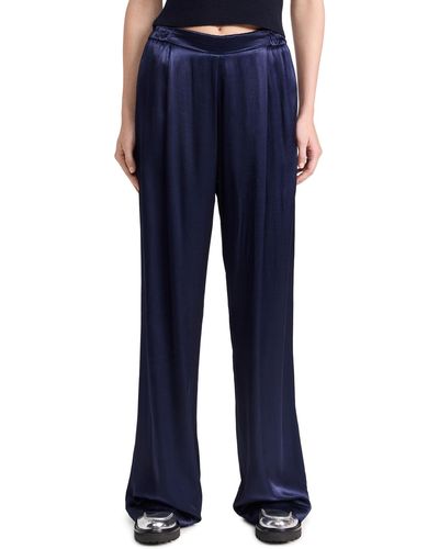Enza Costa Pleated Satin Pants - Blue