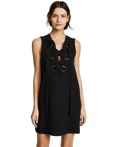 English Factory Lace Up Front Dress - Black