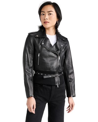3.1 Phillip Lim 3.1 Phiip Im Fitted Beted Eather Biker Jacket Back - Black