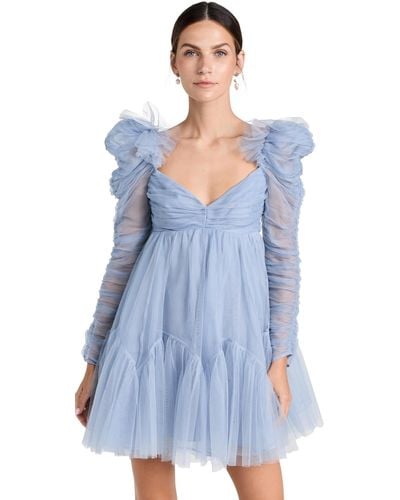 Zimmermann Tulle Ruched Mini Dress - Blue