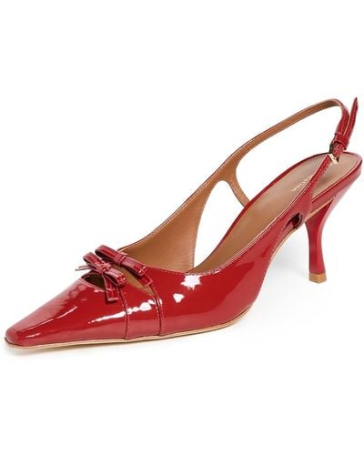 Reformation Noreen Bow Slingback Heels - Red