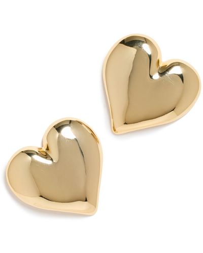By Adina Eden Puffy Chunky Heart Stud Earrings - Natural