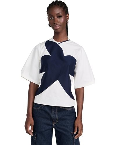 Rosie Assoulin Roie Aouin Fower Tap Top On Tee - Blue