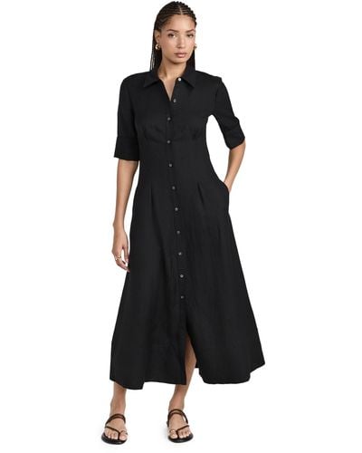 Jonathan Simkhai Claudine Short Sleeve Shirt Midi Dress - Black