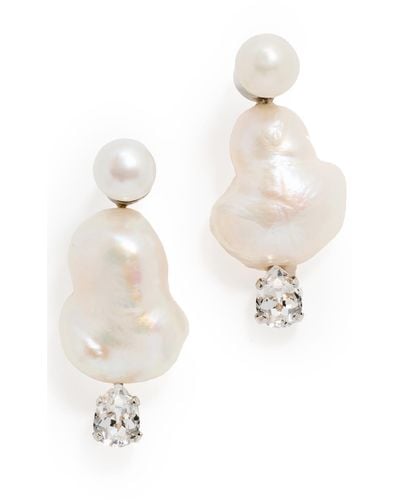 Simone Rocha Crystal & Peanut Pearl Earrings - White