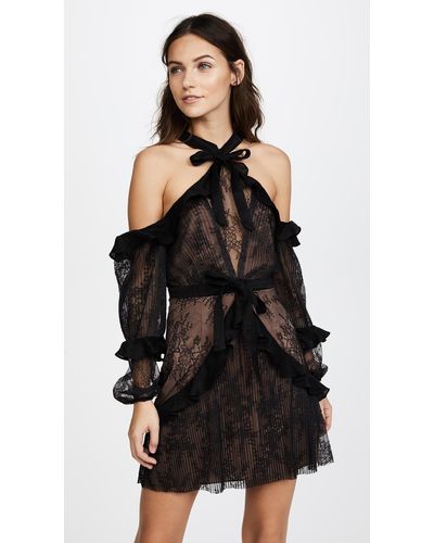 For Love & Lemons Margot Off Shoulder Mini Dress - Black