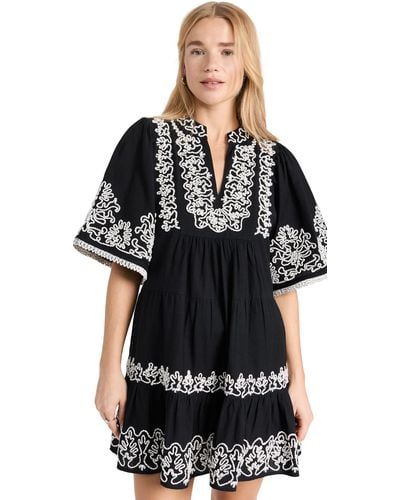 Sea Cordera Embroidery Tiered Dress - Black