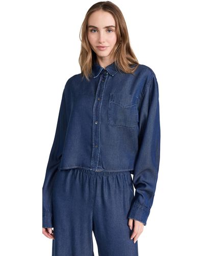 SPRWMN Prwn Cropped Button Up Caie - Blue