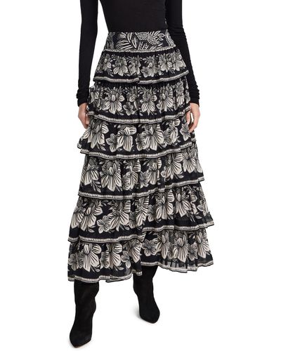 FARM Rio Pasey Boom Back Tiered Skirt Pasey Boom Back - Black