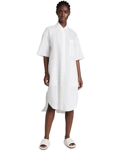 Lee Mathews Poplin Short Sleeve Shirt Dress - White