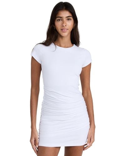 Susana Monaco Short Sleeve Gathered Overlay Dress - White