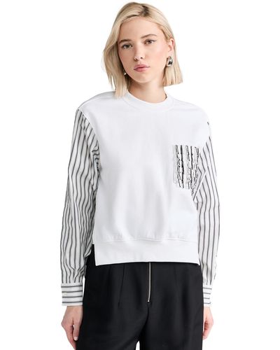 3.1 Phillip Lim 3.1 Phillip Li Long Sleeve Striped Fringe Pocket Sweatshirt White Ulti Stripe