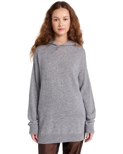 Tibi Feather Weight Cashere Easy Hoodie - Gray