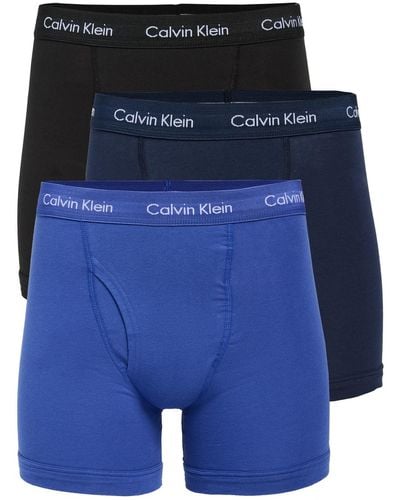 Calvin Klein Cavin Kein Underwear Cotton Tretch 3-pack Boxer Brief Back/bue Hadow/cobat Water - Blue
