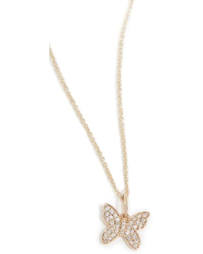 Sydney Evan Mini Pave Butterfly Charm Necklace - White