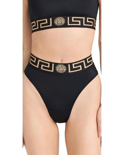 Versace Brazilian Brief Lycra Vita Recycled Bikini Bottoms - Black