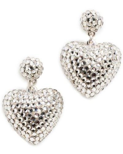 Roxanne Assoulin Encrusted Heart Earrings - White