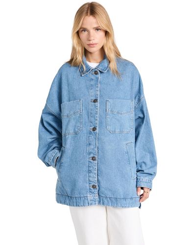 Free People Madion City Denim Jacket Olar Wah - Blue