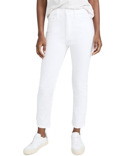 Mother High Waisted Rider Ankle Jeans - White