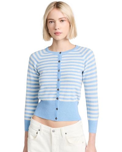 Jumper 1234 Sweater Stripe Shrunken Cashmere Cardigan - Blue