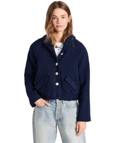 Endless Rose Endess Rose Bouce Tweed Buttoned Bomber X - Blue