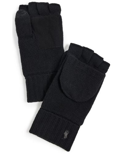 Polo Ralph Lauren Wool Blend Convertible Gloves - Black