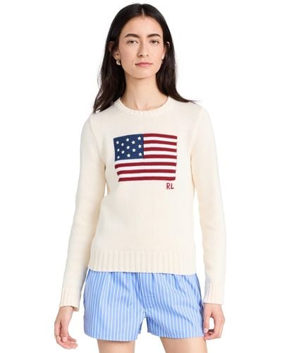 Polo Ralph Lauren Flag Pullover Weater - White