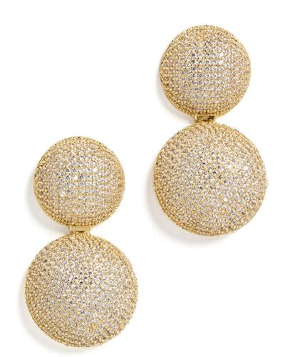By Adina Eden Double Circle Drop Stud Earrings - Natural