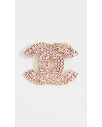 What Goes Around Comes Around Chanel Crystal Cc Hair Pin - Pink