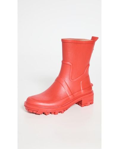 Rag & Bone Shiloh Rain Boot - Rubber Combat Ankle Boot - Red