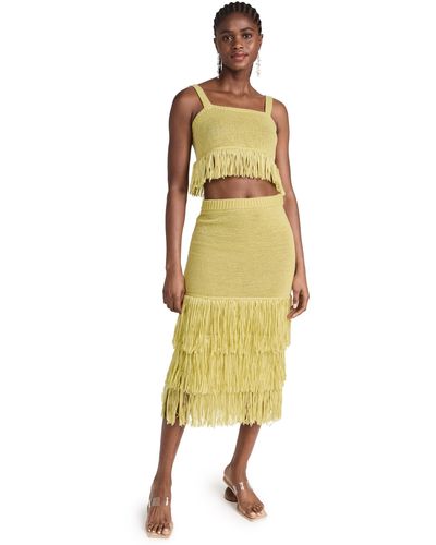 Saylor Shanda Tape Yarn + Fringe Idi Skirt Set - Yellow