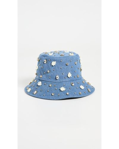 Lele Sadoughi Petunia Embellished Bucket Hat - Blue