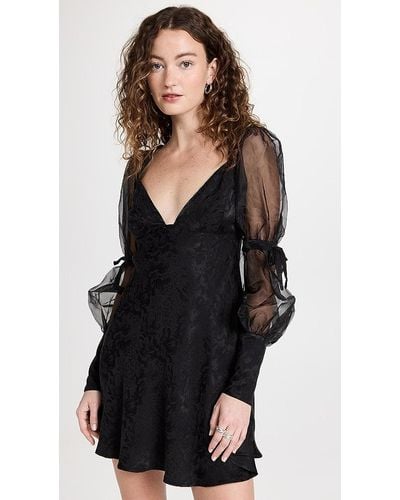 For Love & Lemons Gabrielle Puff Sleeve Mini Dress - Black