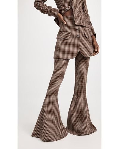 A.W.A.K.E. MODE Maxi Flared Fitted Pants With Basque Detail - Brown