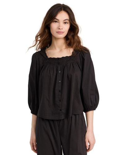 The Great The Eyelet Button Sleep Top - Black