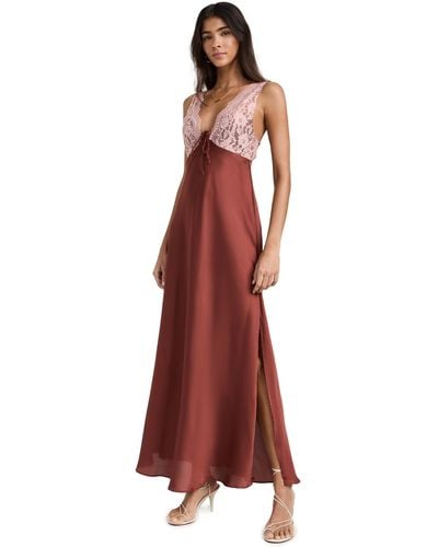 Free People X Intimately Fp Country Side Maxi Slip In Sparkling Cider - Red